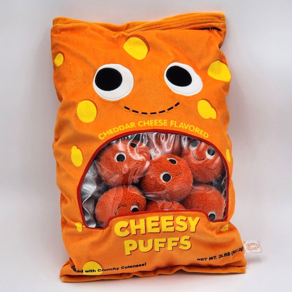 Kidrobot Yummy World XL Cheesy Cheese Puffs Bag Interactive Food Plush Pillow